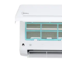 Unidad interior de aire acondicionado Midea con filtros limpios. Entender qué significa "coil dry" en aire acondicionado es clave para su mantenimiento.